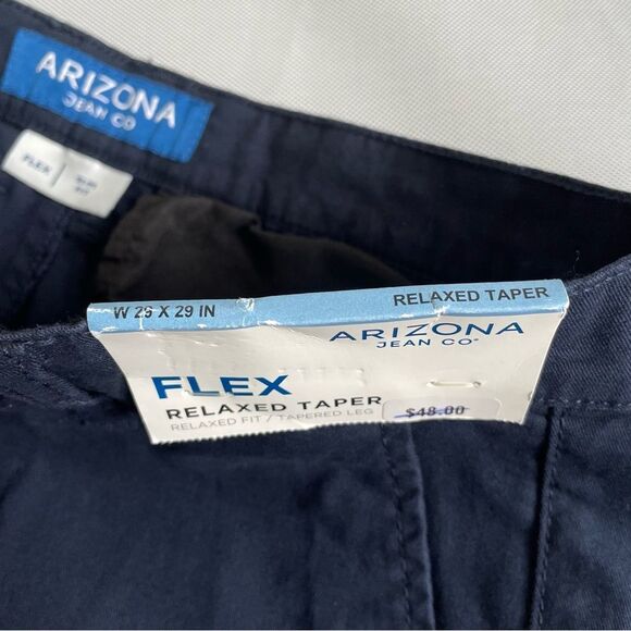 Vintage Arizona Jeans Co Navy Blue Chino Flat Front Khakis Slim Fit Men’s 29x29 - Picture 6 of 7